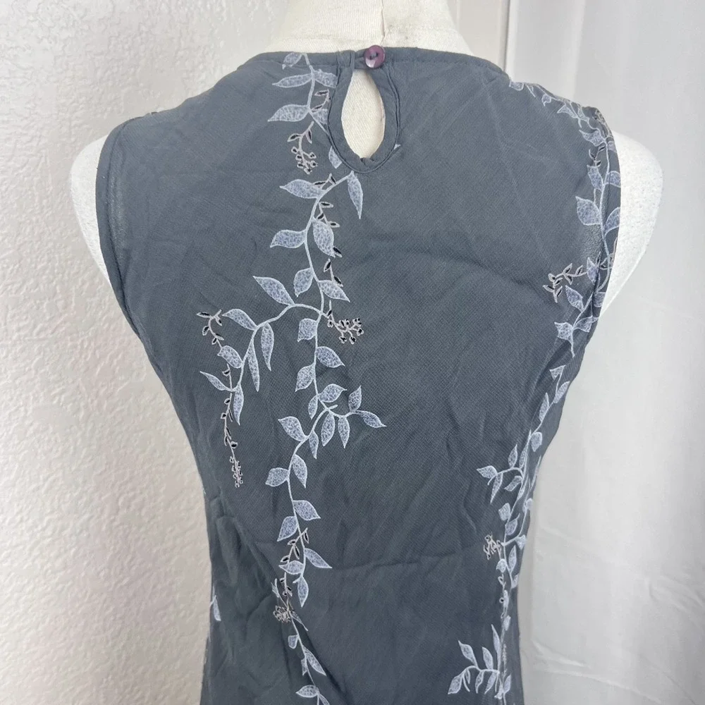 Vintage Y2K Merona Maxi Dress Womens 6 Gray Blue Floral Sheer Fairy Fairygrunge